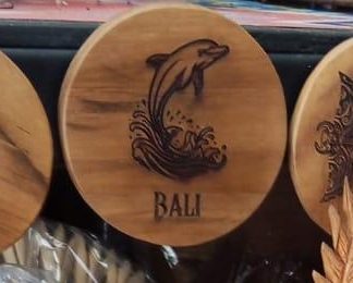 Bali Wood-Burned Coaster Set