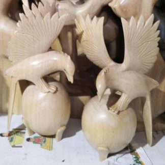 Wooden Eagle on Sphere Figurine (Pair)