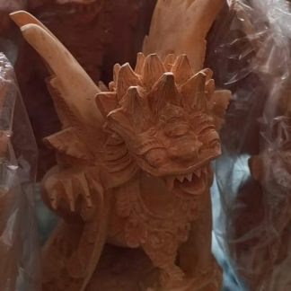 Wooden Guardian Dragon-Lion Figurine