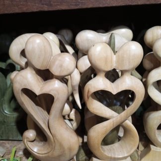 Abstract Loving Couple Wood Sculpture