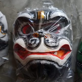Balinese Topeng Mask — Black & White Warrior