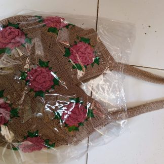 Crochet Granny Square Tote Bag — Dusty Rose
