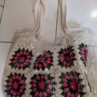 Crochet Granny Square Tote Bag — Navy Starburst