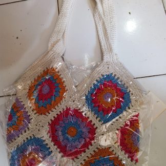 Crochet Granny Square Tote Bag — Rainbow