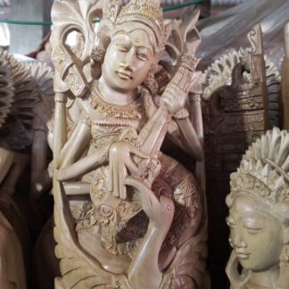 Ukiran Bali — Hand-Carved Wooden Saraswati Statue